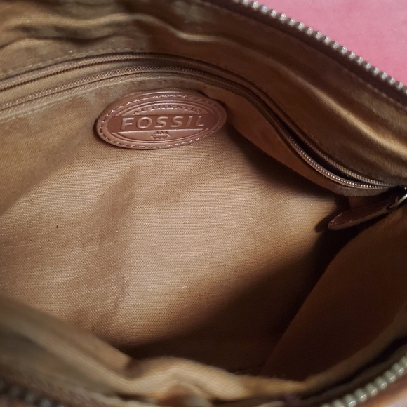 FOSSIL Hobo Shoulder Bag Purse Brown Leather & Suede Boho Festival - Picture 8 of 10